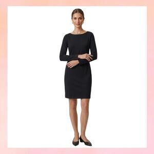 GAP Black Long Sleeve Boat Neck Ponte Knit Shift Dress - Size Small